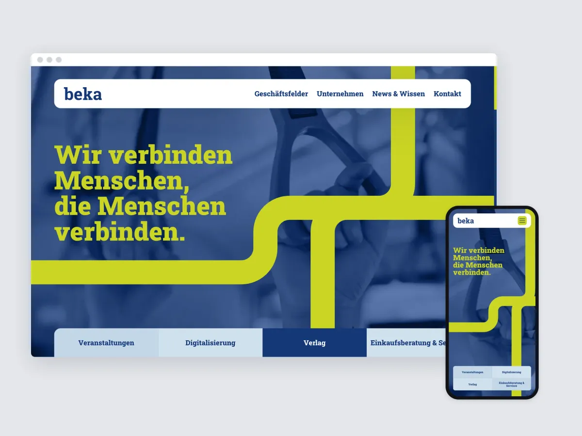 The BEKA website in a desktop browser and on a phone