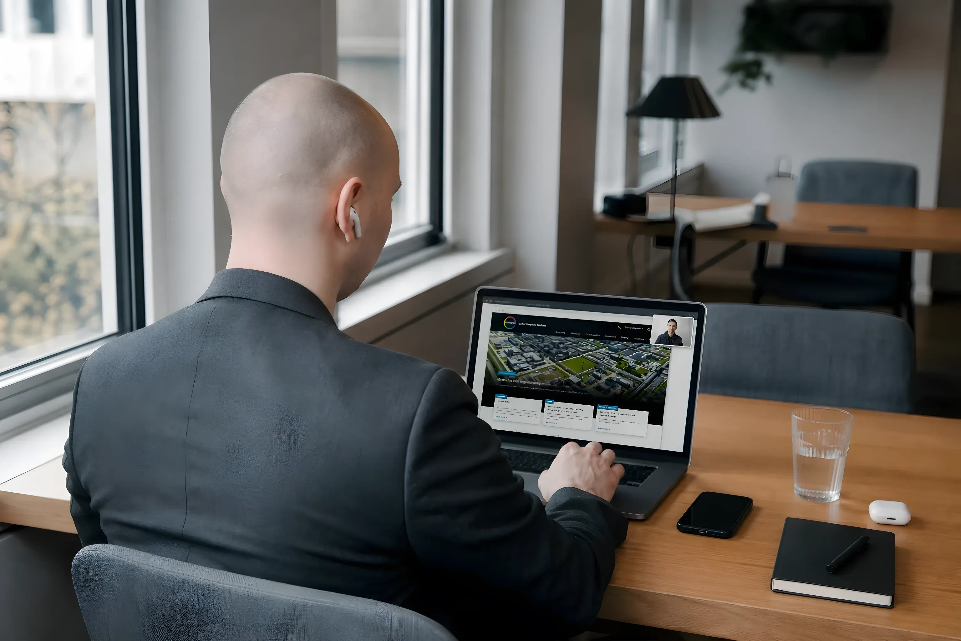 Me working remotely on the Covestro site, with a client on a video call in the corner