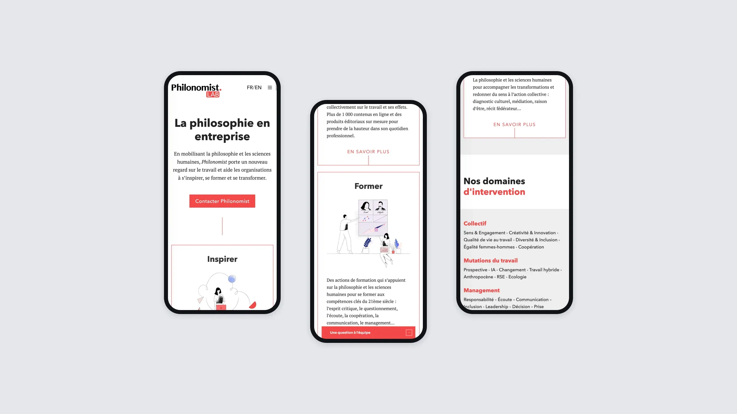 The Philonomist site on three phones