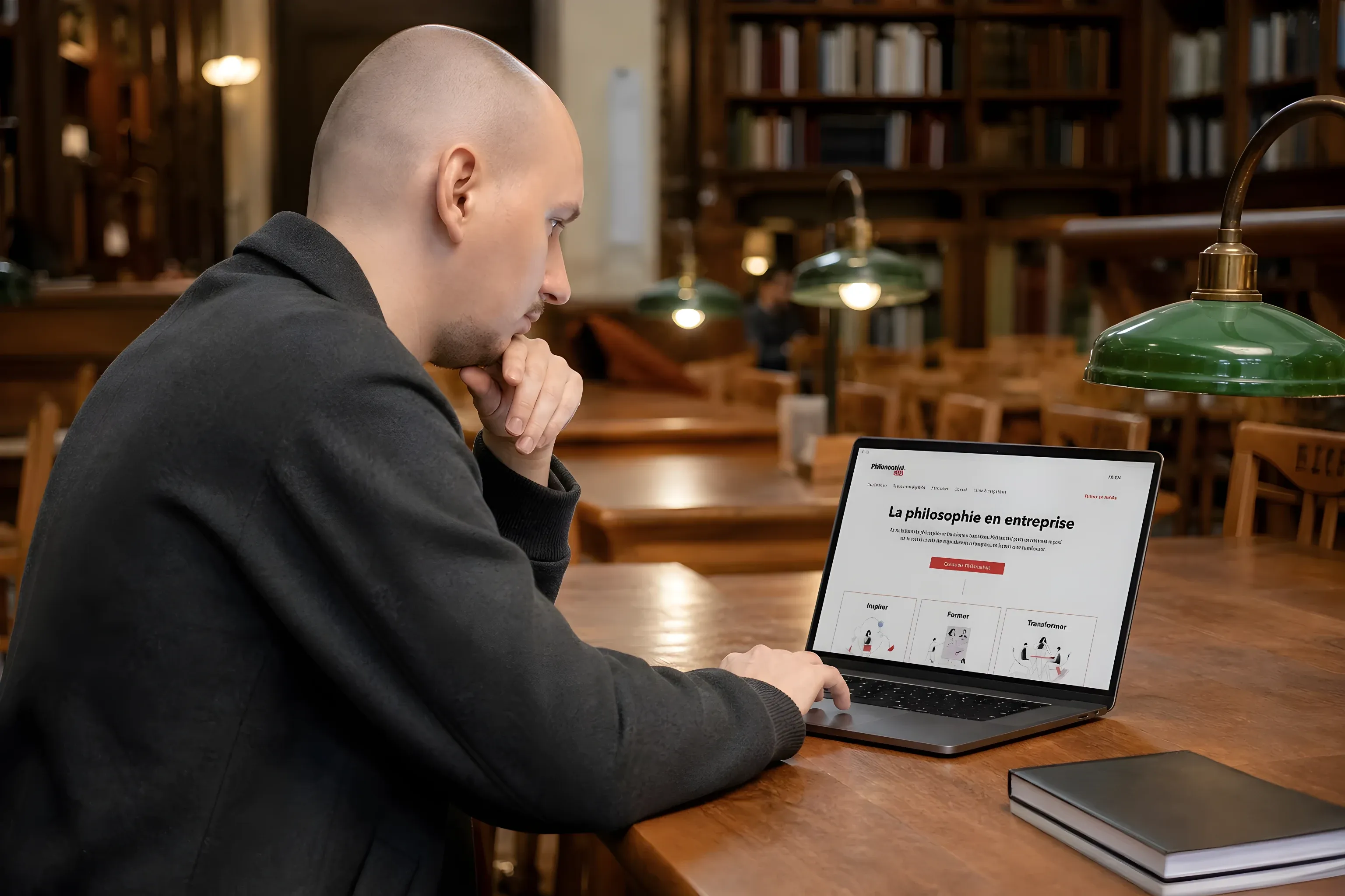 Me working on the Philonomist site in a library reading room