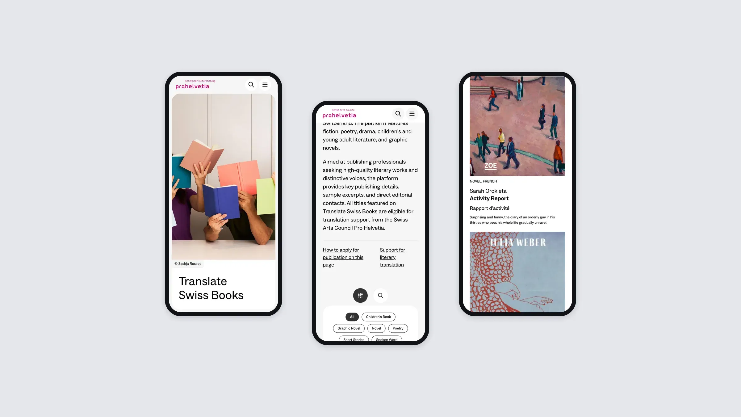 Translate Swiss Books on three phones