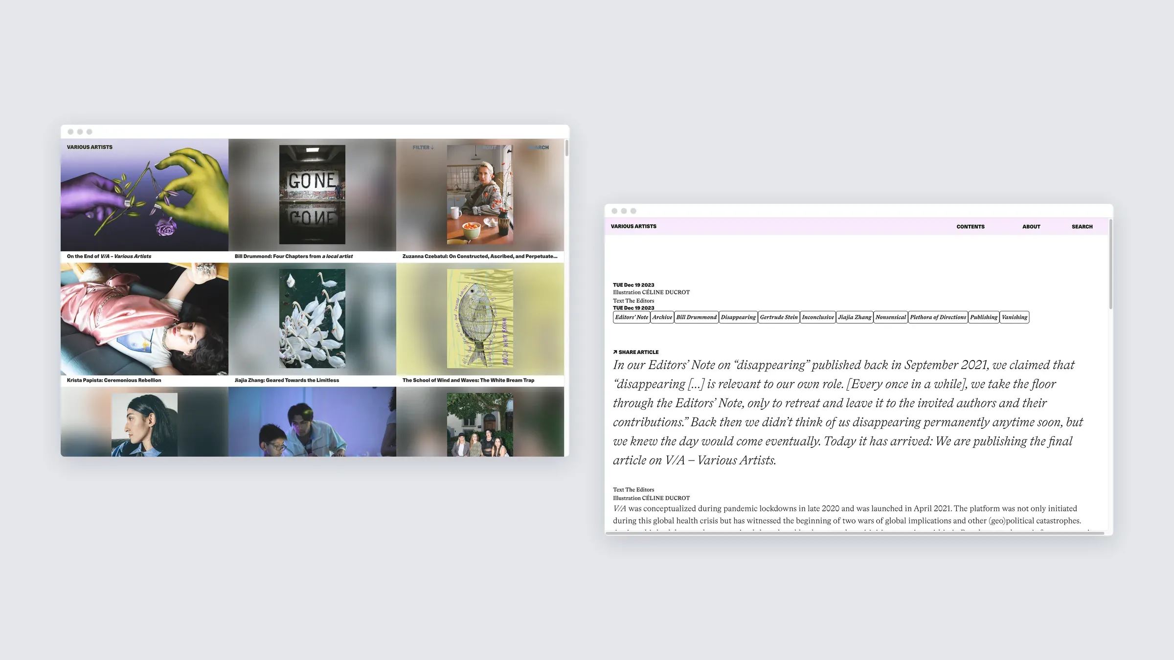 The V/A archive and an article on desktop